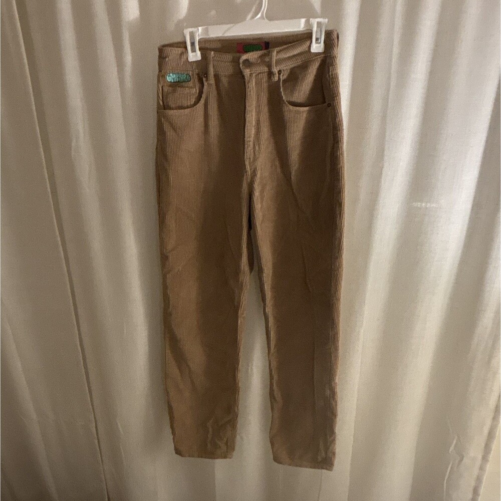 Empyre Beige Corduroy Festival Pants 32W Straight Leg Regular Fit 5-Pocket Logo